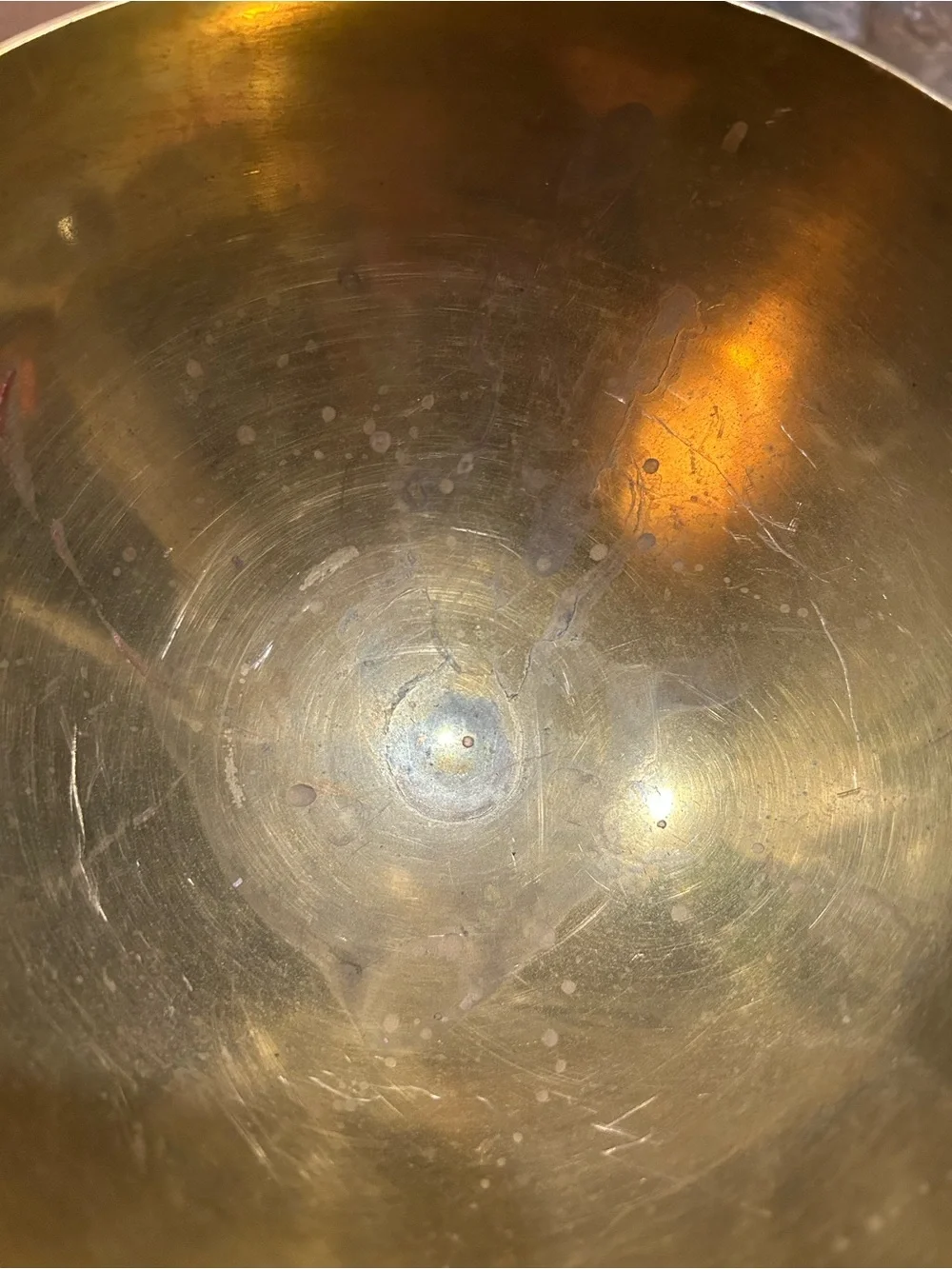 Vintage Brass pedestal Bowl with an Etched Floral Design